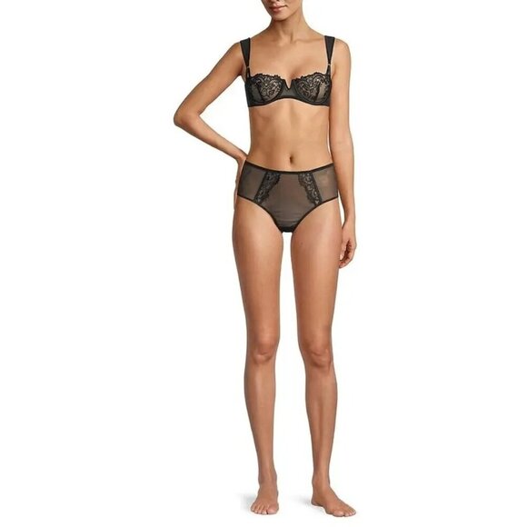 Kiki de Montparnasse M Juliette Lace High Waist Mesh Panty Semi Sheer Cheeky Fit - Picture 1 of 6